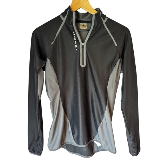 Second Skin Women’s 1/4 Zip Long Sleeve Training Pullover Black Gray Sz M - Picture 1 of 6
